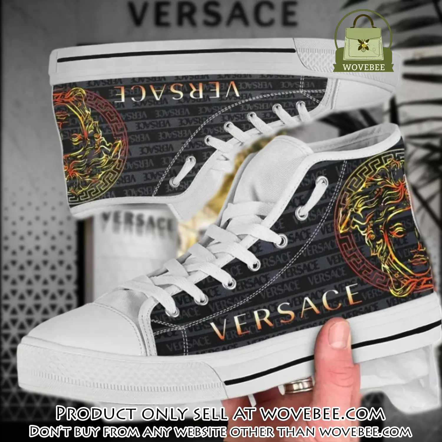 Versace medusa black white high top canvas shoes luxury brand gifts for men women wvb5339362